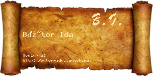Bátor Ida névjegykártya